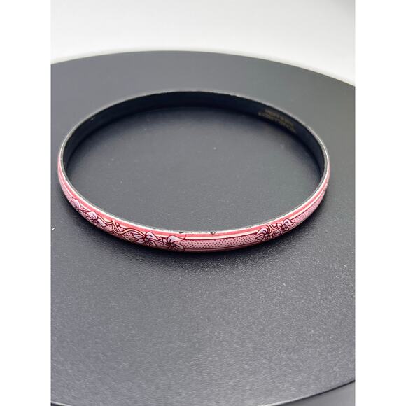 Michaela Frey Team Vintage Pink Mauve Flowers Austria Enameled Bangle Bracelet - Picture 2 of 7